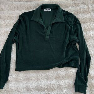 Blue & Cream NYC Charlie Cropped Terry Cloth Long Sleeve Pull Over Polo